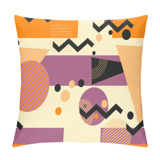 Personality  Memphis Seamless Pattern, Autumn Colors. Geometric Abstract Background In The Style Of 80s, 90s. Vector Illustration Pillow Covers