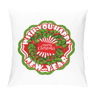 Personality  Merry Christmas Wish Wreath Decoration Vector Icon Pillow Covers