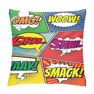 Personality  Set Of Comic Bubbles Template Or Black White Bubble Speech With Halftone Shadows Or Vintage Bubble Speech Pop Art Style. Eps Vector Pillow Covers