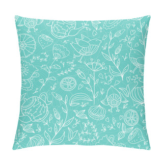 Personality  Tea, Birds And Flowers Pattern Pillow Covers