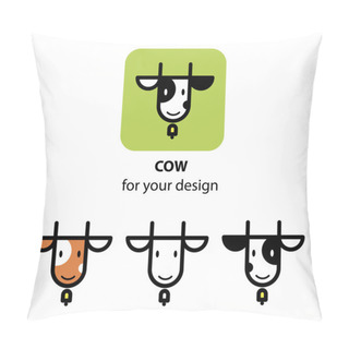 Personality  Cartoon Cow Head Icon Pillow Covers