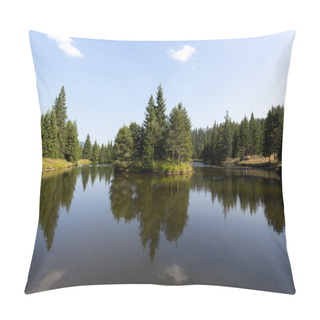 Personality  Mountain Lake With Pine Tree Forest Pillow Covers