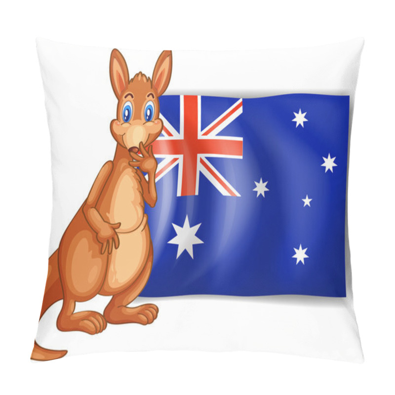 Personality  A Kangaroo Beside An Australian Flag Pillow Covers