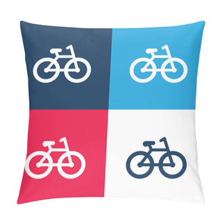 Personality  Bicycle Blue And Red Four Color Minimal Icon Set Pillow Covers