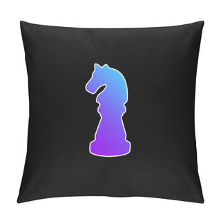 Personality  Black Horse Chess Piece Shape Blue Gradient Vector Icon Pillow Covers
