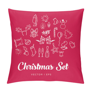 Personality  Christmas Set Of Inverted Vector Editable Hand Drawn Images. Pillow Covers