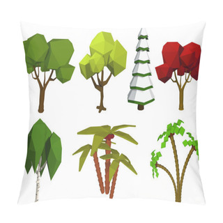 Personality  Low Poly Trees. Vector Set Of Trees In The Style Of Low Poli. Bi Pillow Covers