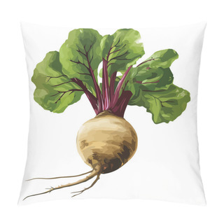 Personality  Fresh Ripe Turnip Root Vegetables Icon Isolated Pillow Covers