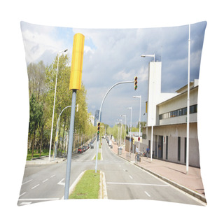 Personality  Panoramic Of A Street Of Barcelona Pillow Covers
