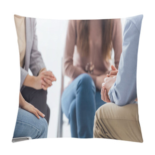 Personality  Cropped View Of People Sitting During Group Therapy Session Pillow Covers