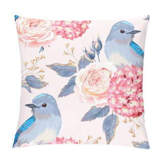 Personality  Seamless Vintage Flowers And Birds Pillow Covers