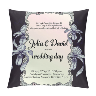 Personality  Vintage Ornamental Vector Frame With Floral Elements. Blooming Line Style Flowers. Beautiful Tender Border. Romantic Elegant Frame With Botanical Decoration Behind For Marriage Invitation Or Greeting Card.Detailed Hand Drawn Floral Vector Decoration. Pillow Covers