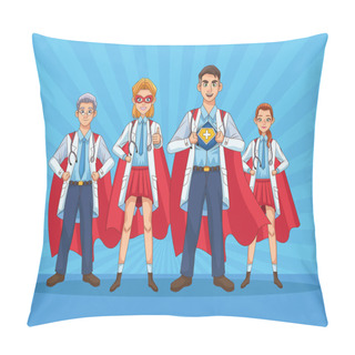 Personality  Super Doctors Staff With Hero Cloaks Vs Covid19 Pillow Covers