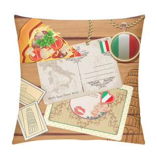 Personality  Vector Set Of Travel To Italy Pillow Covers