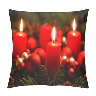 Personality  Advent Wreath With 3 Burning Candles Pillow Covers