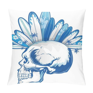 Personality  Punk Surfer Skull With Surfboard Pillow Covers