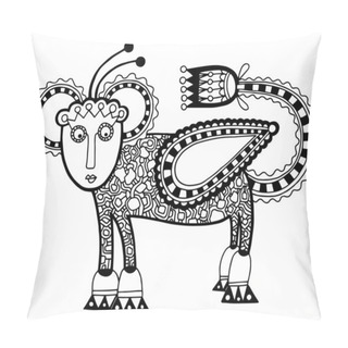 Personality  Black Line Art Ornate Animal Flower Design Pillow Covers