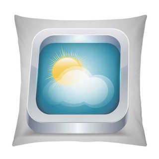 Personality  Weather Icon With Sun And Cloud. Pillow Covers