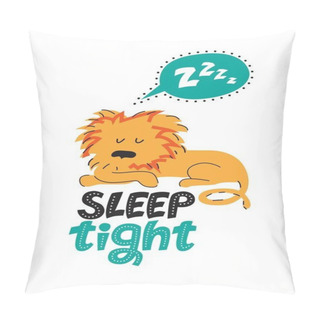 Personality  Illustration Of A Sleeping Lion In Cartoon Style Pillow Covers