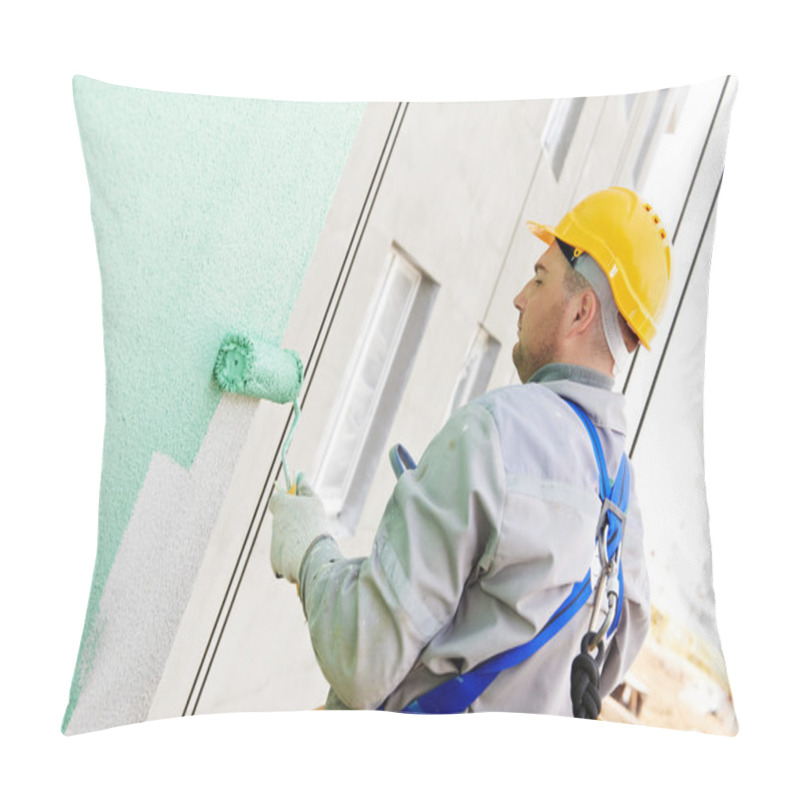 Personality  Builder Facade Painter At Work Pillow Covers