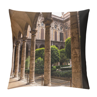 Personality  ROME, ITALY - JUNE 28, 2019:ancient Buildings With Columns And Green Trees  Pillow Covers