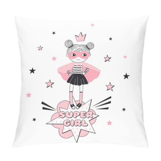 Personality  Little Cartoon Supergirl Character Illustration Pillow Covers