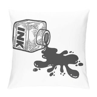 Personality  Spilled Bottle Ink Blot Sketch Engraving Vector Illustration. Tee Shirt Apparel Print Design. Scratch Board Style Imitation. Black And White Hand Drawn Image. Pillow Covers