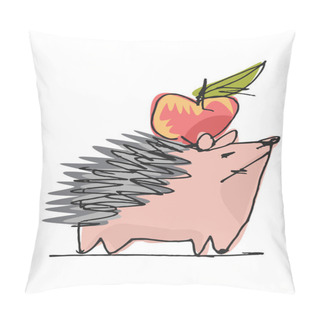 Personality  Cute Hedgehog With An Apple On The Back Pillow Covers