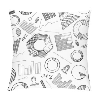 Personality  Seamless Pattern Of Sketch Business Infographic Elements. Pillow Covers
