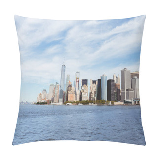 Personality  MANHATTAN, NEW YORK, USA - OCTOBER 8, 2018: Beautiful View Of Manhattan And Atlantic Ocean, New York, Usa Pillow Covers