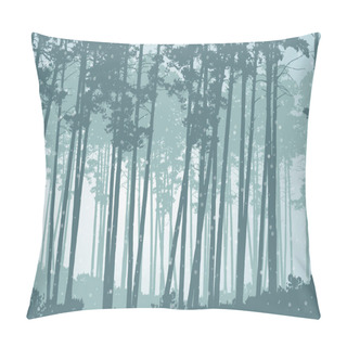 Personality  Vector Illustration Of A Coniferous Forest In Winter With Falling Snow Pillow Covers