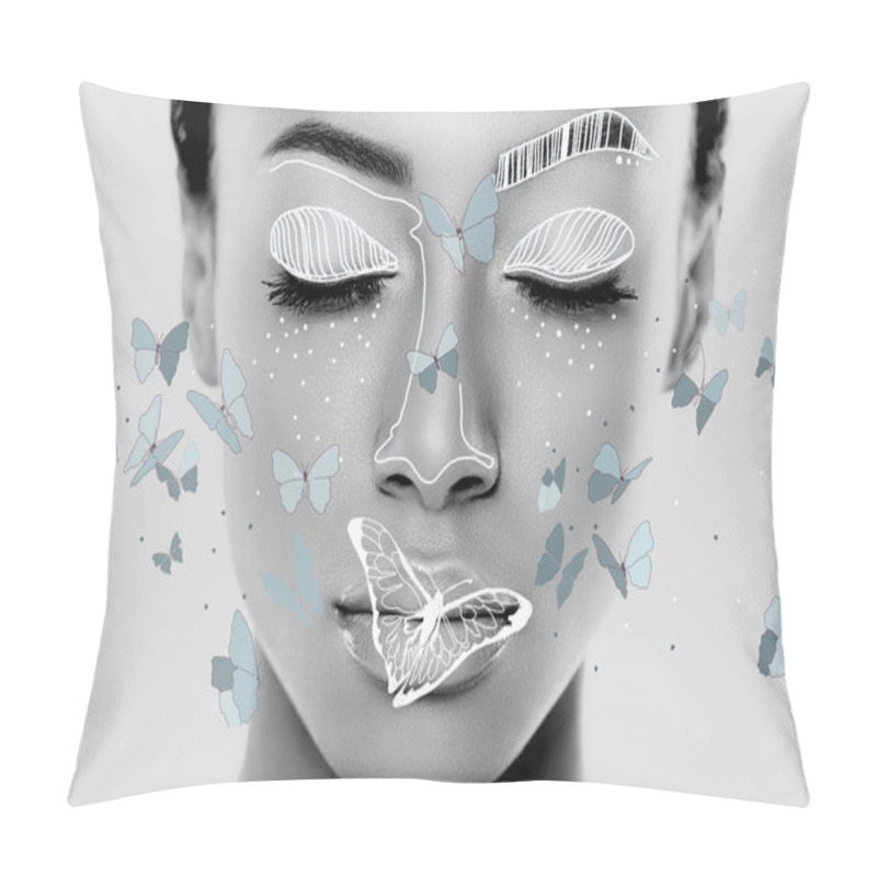 Personality  Portrait Of Beautiful African American Woman With Eyes Closed Isolated On White Pillow Covers