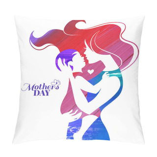 Personality  Mother Silhouette With Her Baby Pillow Covers