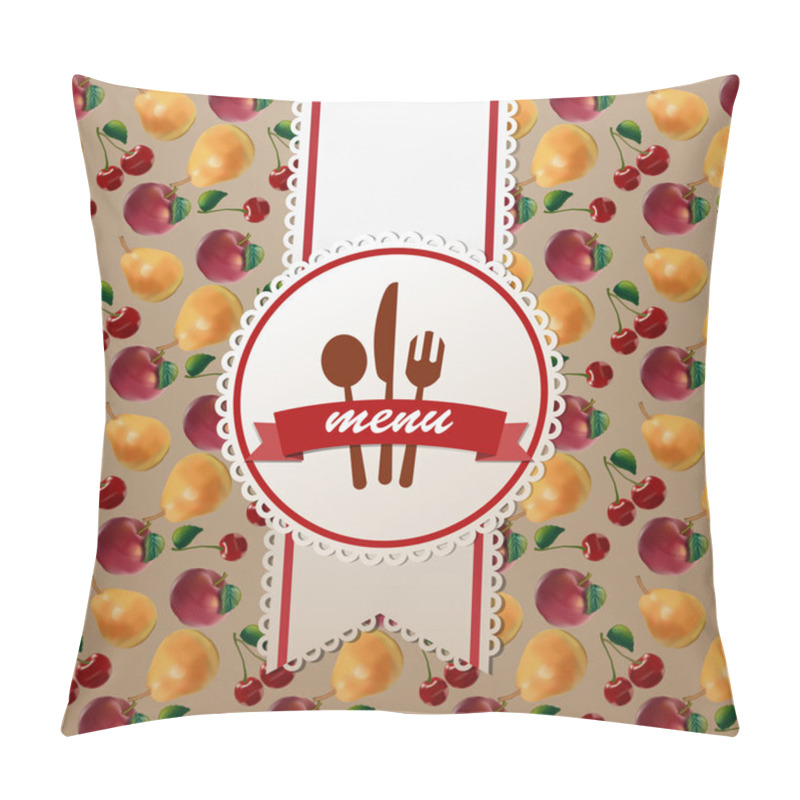 Personality  Restaurant menu design on fruit background pillow covers