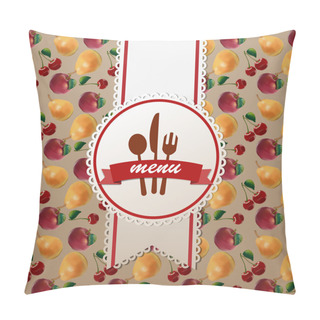 Personality  Restaurant Menu Design On Fruit Background Pillow Covers