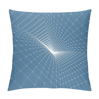Personality  Abstract Tunnel Grid. 3d Vector Illustration. Pillow Covers