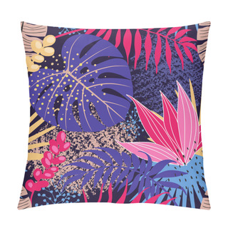 Personality  Seamless Pattern With Tropical Leaves And Textures Pillow Covers