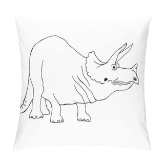 Personality  Dinosaur, Cretaceous, Line Illustration For Coloring. Coloring Book For Adults And Children. Prehistoric Period. Pillow Covers