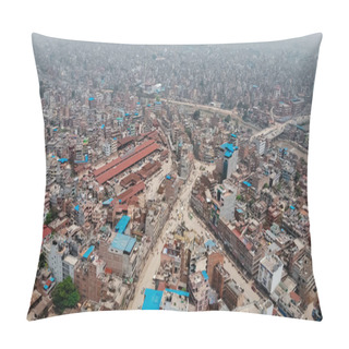 Personality  Aerial Or Bird's Eye View Of Kathmandu City. Unplanned Urbanization. Selective Focus Pillow Covers