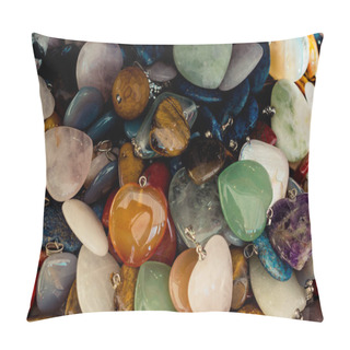 Personality  Heart Shaped Semi Precious Stones In View As A Background Pillow Covers