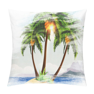 Personality  Grunge Tropical Island In The Ocean Pillow Covers