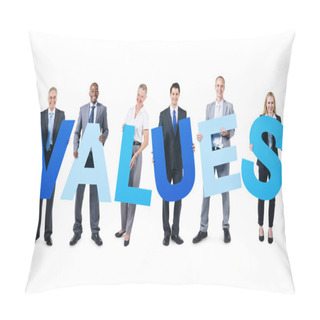 Personality  Business People Holding The Letters VALUES Pillow Covers