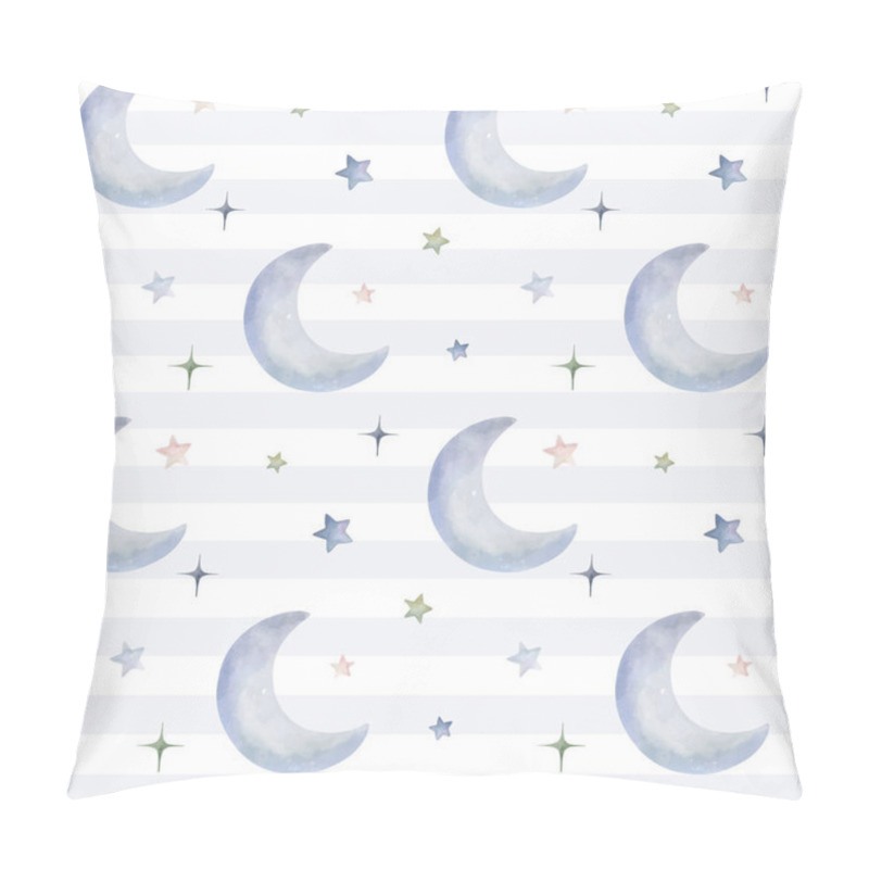 Personality  Seamless pattern with watercolor moon and stars. Cute childish wallpaper. Vector background in pastel colors pillow covers