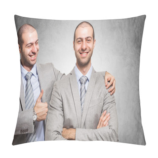 Personality  Businessman Congratulating With Himself Pillow Covers