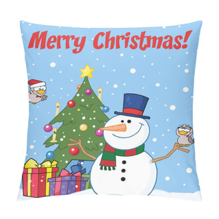 Personality  Cartoon  Happy Snowman Pillow Covers