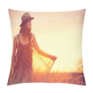 Personality  Woman In Field Pillow Covers
