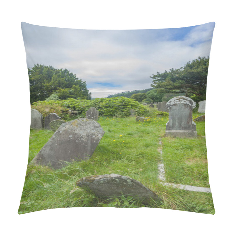 Personality  Glendalough, around Wicklow Mountains, lakes and woodlands, Celtic cementery, Ireland, Ruins of celtic crosses and graves,  Glendalough lakes, 1 of July, 2017, Ireland pillow covers