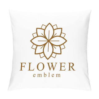 Personality  Beautiful Geometric Flower Logo Vector Linear Design Isolated On White, Sacred Geometry Line Drawing Emblem Or Symbol, Blossoming Flower Hotel Or Boutique Or Jewelry Logotype. Pillow Covers