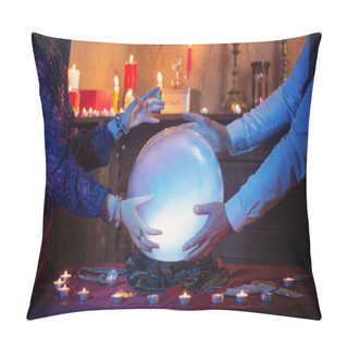 Personality  Hands Of Fortune Teller With Illuminated Crystal Ball Pillow Covers