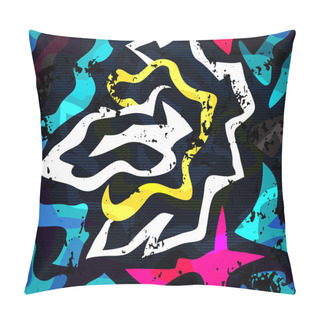 Personality  Bright Graffiti Geometric Seamless Pattern Grunge Effect Pillow Covers